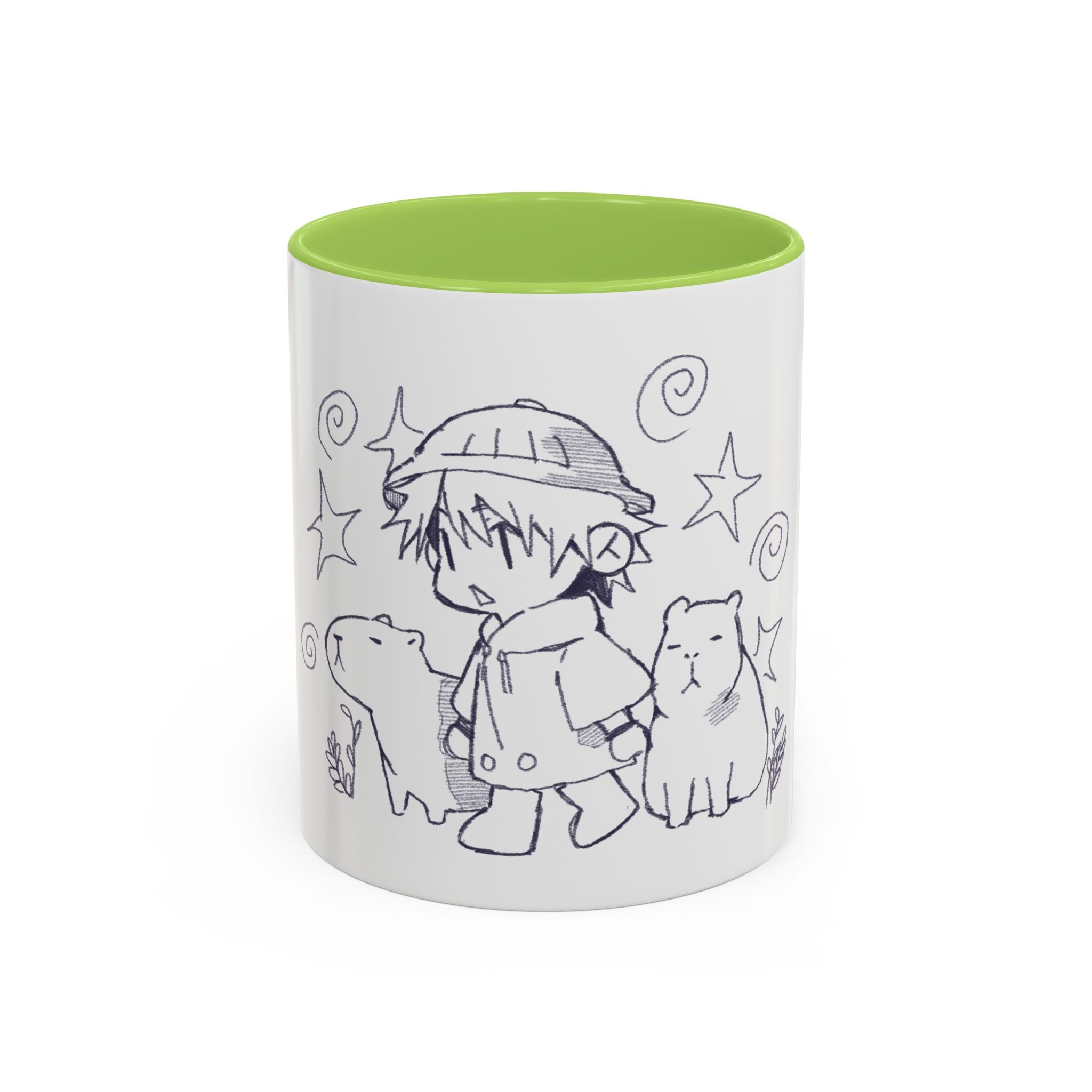 Chibi Explorer & Capybara Friends Accent Coffee Mug (11/15oz)