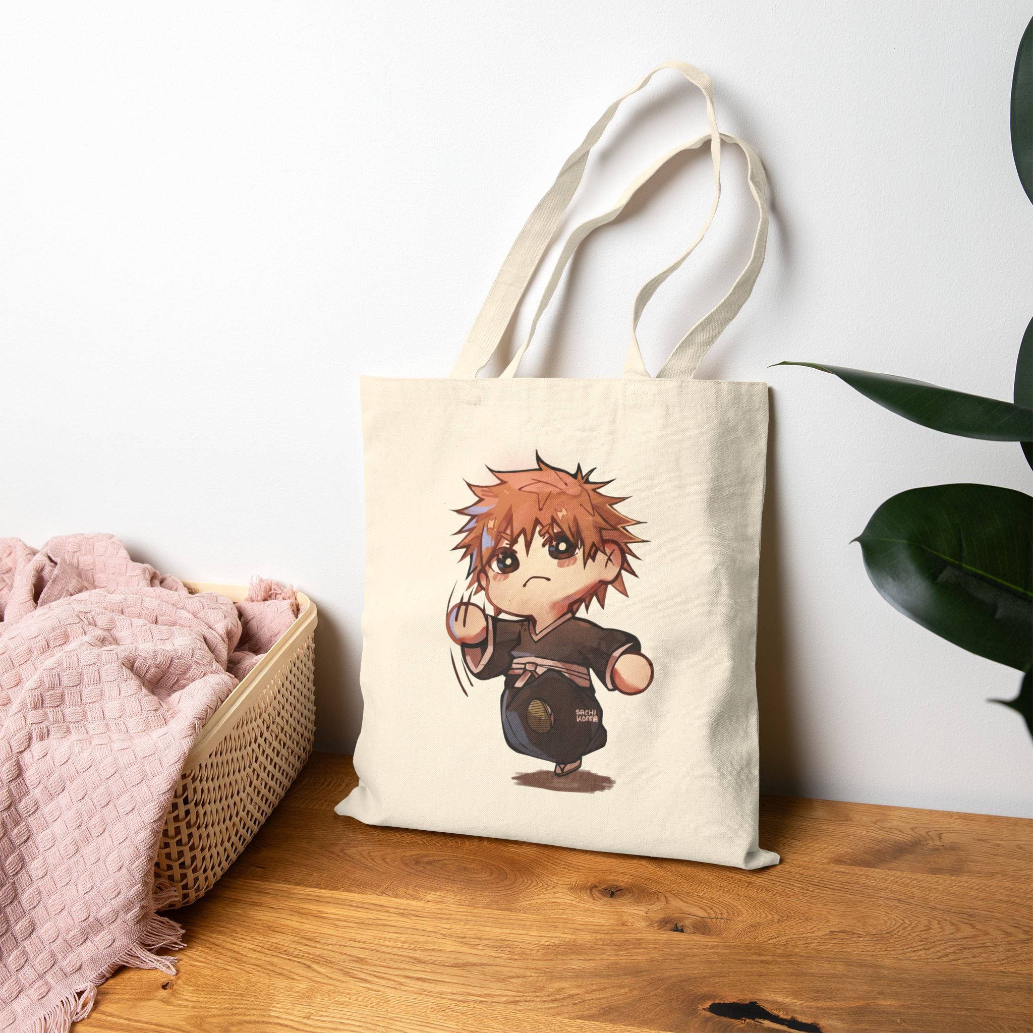 Chibi ichigo Kurosaki Tote Bag | Cute Manga Art Canvas Tote